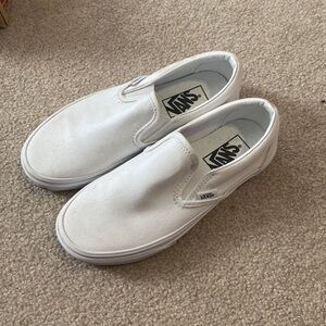 Vans white classic slip on shoes, size 6.5